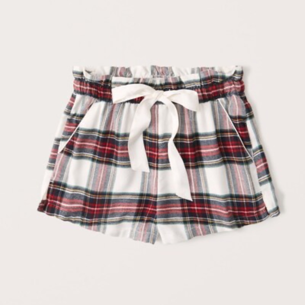 Abercrombie & Fitch Paperbag Waist Flannel Shorts Plaid Size S